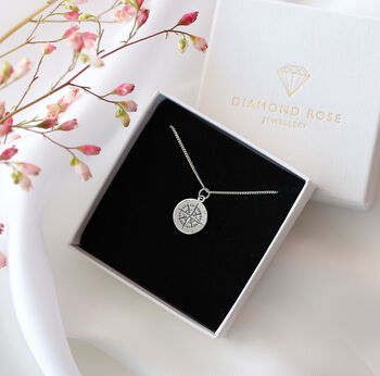 Graduation Gift Sterling Silver Compass Necklace, 10 of 10
