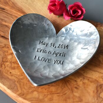 Personalised Aluminium Heart Dish 10th Anniversary, 3 of 12
