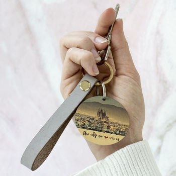 Colourful Leather Keyring With Metal Photo Plate, 2 of 9