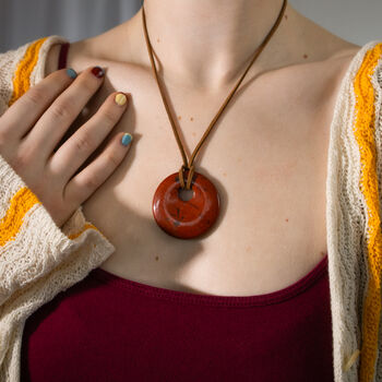Red Jasper Long Pendant Necklace, 5 of 6