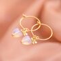 Stone Heart And Micro Flower Hoop Earrings, thumbnail 4 of 6