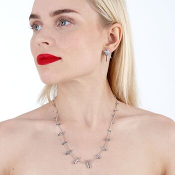 925 Sterling Silver Shard Station Necklace, 5 of 5