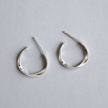 Sterling Silver Twisted Hoop Stud Earrings, 2 of 5