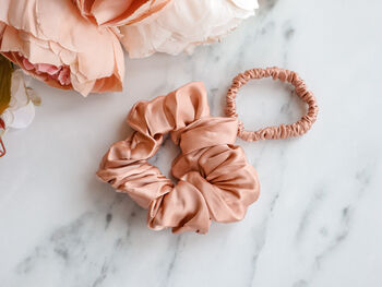 Bridesmaid Proposal Scrunchies Two Pack, 19 Momme Silk, 3 of 4