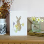 March Hare And Primroses Easter Card, thumbnail 1 of 6