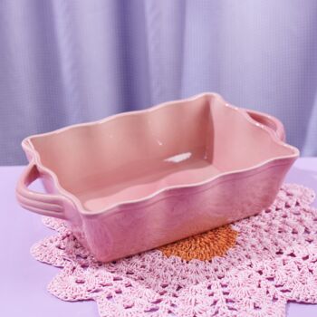 Pink Fluted Stoneware Oven Dish, 2 of 6