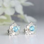 March Birthstone Aquamarine Cz Silver Stud Earrings, thumbnail 1 of 3