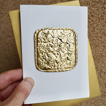 Handmade Gold Foil Cat Birthday Card, 3 of 5