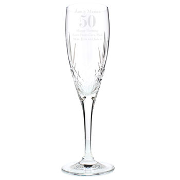 Personalised Big Age Cut Crystal Champagne Flute, 6 of 6
