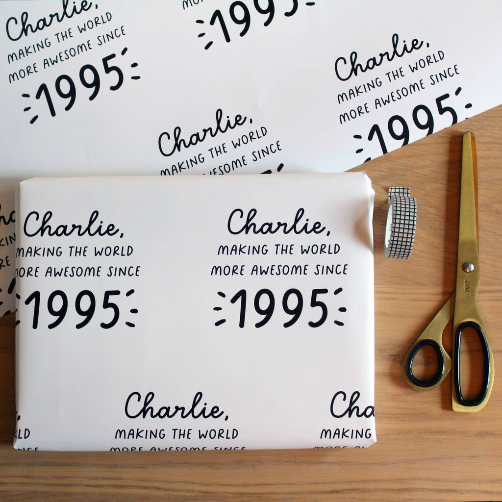 Personalised Awesome Birth Year Wrapping Paper, 1 of 3