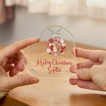 Personalised Christmas Heart Plaque Festive Gift, 3 of 4