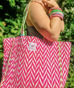 Handmade Neon Pink Tote Bag, 6 of 7