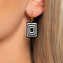 Black And White Geometric Rectangle Earrings • Gold Plated Sterling Silver Hooks, thumbnail 2 of 9