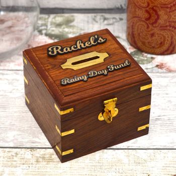 Personalised Wooden Money Box, 2 of 4