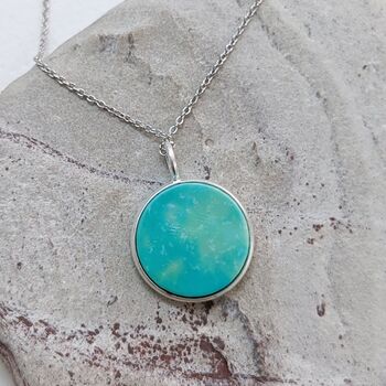 'The Circle' Turquoise December Birthstone Necklace Silver, 5 of 7