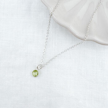 Peridot Sterling Silver Charm Necklace August Birthstone Jewellery, 2 of 4