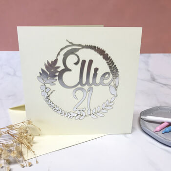Personalised 21st Floral Birthday Papercut Card, 5 of 12