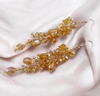 Champagne Gold Crystal Earrings, 3 of 3