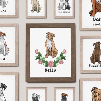 Custom Staffie Terrier Dog Full Portrait Print, 8 of 10