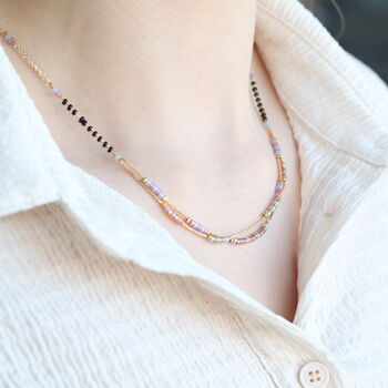 Two Layer Gold Beaded Indian Traditional Mangalsutra Necklace, 5 of 9