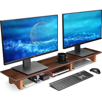 Dual Monitor Stand Solid Wood Computer Laptop Riser, 9 of 10