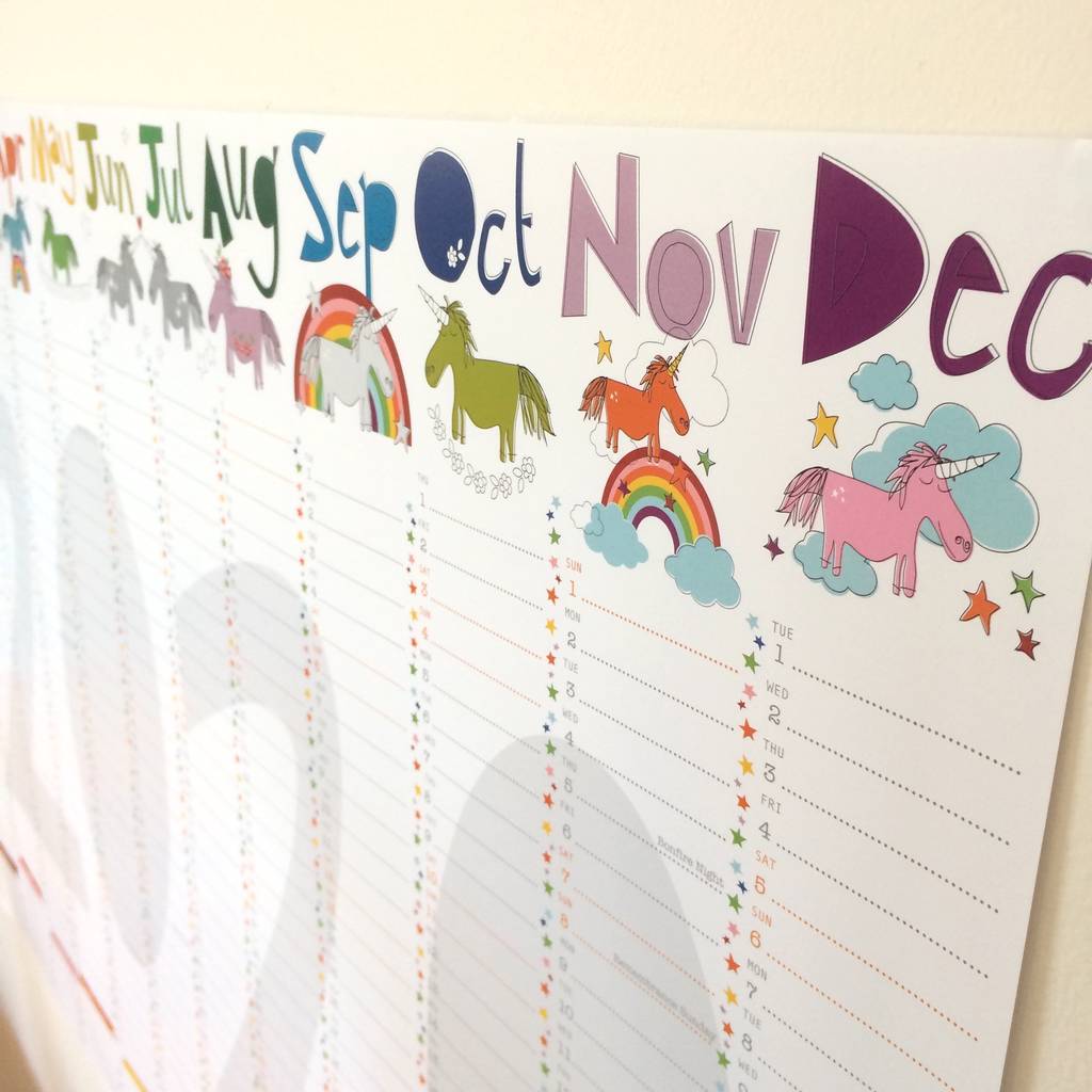 2020 Large Unicorn Wall Planner Calendar By Half Pint Home