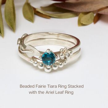 Beaded Fairie Tiara Ring, Shaped Nature Wedding Ring, 4 of 7