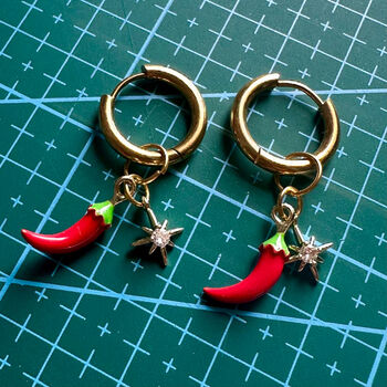 Chilli A4 Art Print And Chilli Earrings Gift Set, 7 of 9