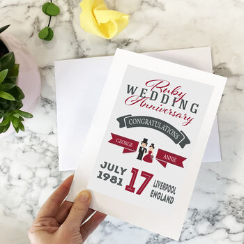 Personalised Ruby Wedding Anniversary Card, 3 of 5