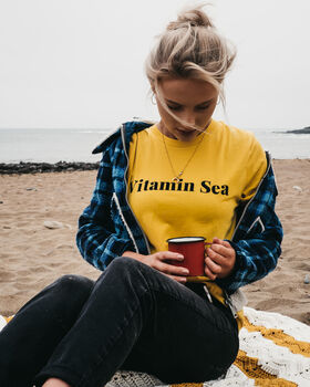 'Vitamin Sea' Slogan T Shirt In White / Turquoise, 4 of 7