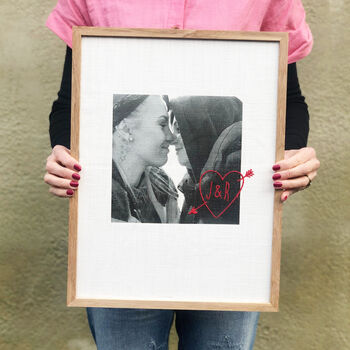 Personalised Couple Portrait With Embroidered Initials, 2 of 3