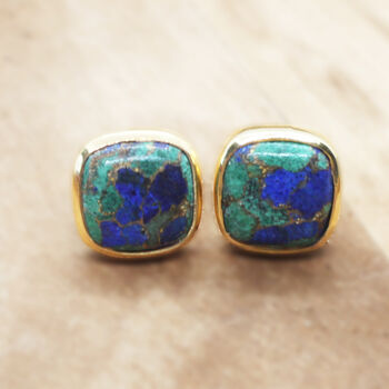 Gold Vermeil Plated Azurite May Birthstone Earrings, 4 of 6