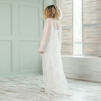Silver Sequined Kimono | Sparkly Wedding Dress Cover, 5 of 12