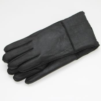 Womens Black Sheepskin Gloves, 2 of 2