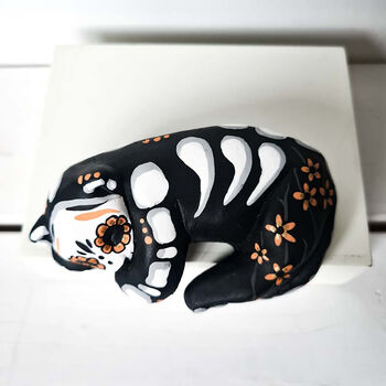 Day Of The Dead Tiger Cub With Orange And Gold Flowers, 7 of 7