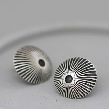 Black And Silver Earrings. Geometric Studs, 6 of 12