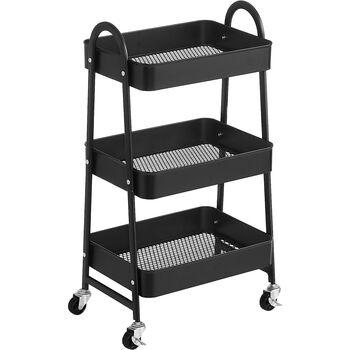 Three Tier Rolling Storage Cart Trolley Utility Cart, 4 of 8