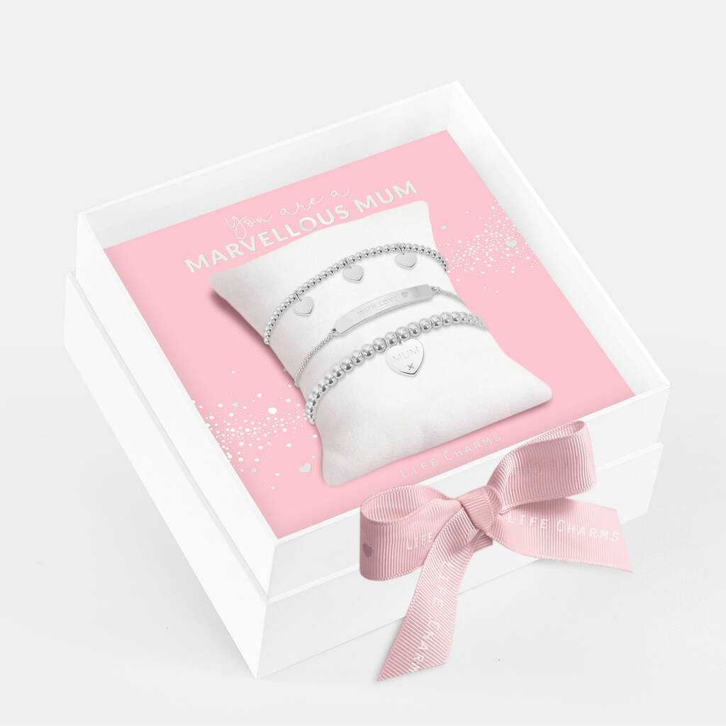 Life Charms Bracciale "Marvellous Mum" – Placcato Argento E Oro Rosa Con Ciondoli Cuore