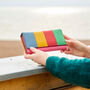 Recycled Leather Multicoloured Stripe Clutch Purse, thumbnail 6 of 8
