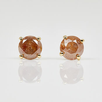 1ct Round Brilliant Cut Burnt Orange Diamond Earrings, 2 of 2