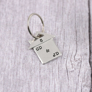 Personalised New Home Housewarming Gift Pewter Keyring, 6 of 12