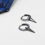 Sterling Silver Dangling Spike Hoop Earrings, Detachable Spike Charm Dangle Hoop Earrings, thumbnail 8 of 12