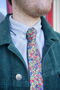 Mens Red And Blue Floral Print Slim Tie, thumbnail 2 of 12