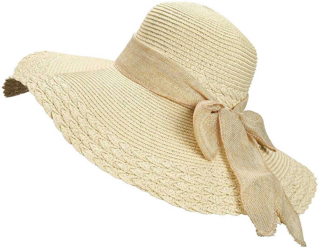 Ladies Floppy Straw Hat With Wide Brim By Air Armor