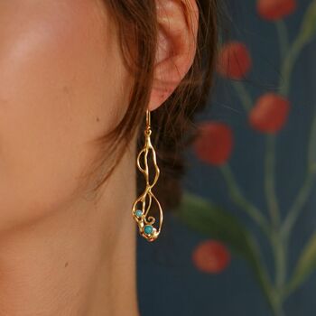Gold And American Turquoise Earrings, 2 of 7
