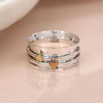 Personalised Sterling Silver Double Heart Spinning Ring, 2 of 9