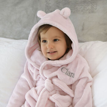Personalised Pink Baby Dressing Gown With Ears, 5 of 12