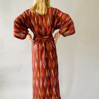 Long Kimono In Hibiscus Ikat, 8 of 8