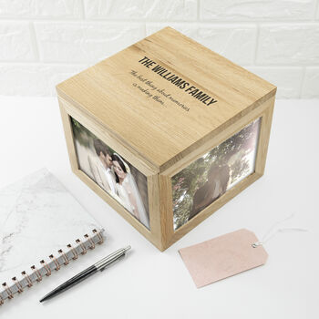 Personalised We Are Family Oak Photo Keepsake Box, 5 of 6