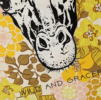 Giraffe Screen Print On Vintage Wallpaper, 3 of 4